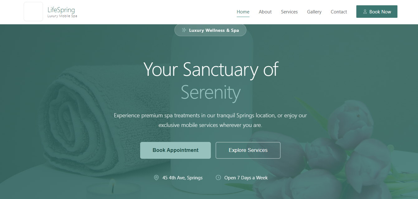 Life Springs Spa website preview