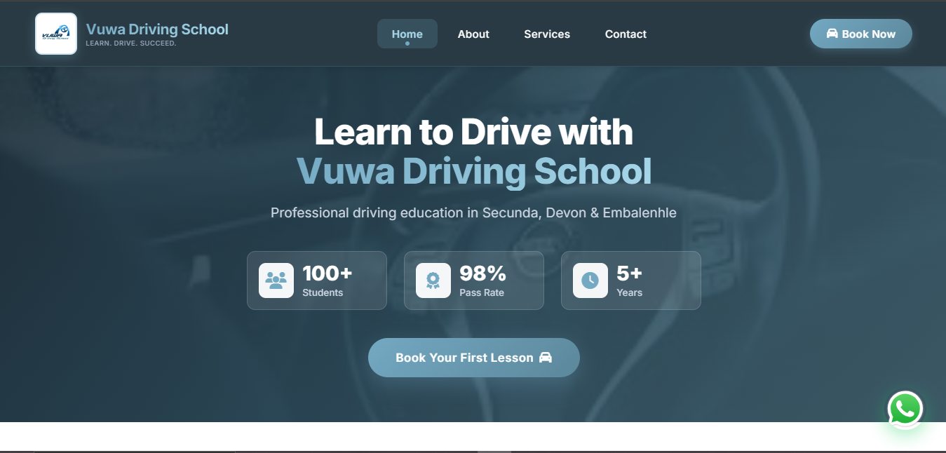 Vuwa Driving School website preview